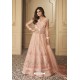 Peach Butterfly Net Heavy Designer Anarkali Suit