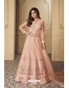 Peach Butterfly Net Heavy Designer Anarkali Suit