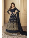 Navy Blue Real Georgette Heavy Designer Anarkali Suit