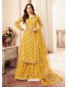 Yellow Jacquard Embroidered Heavy Designer Suit