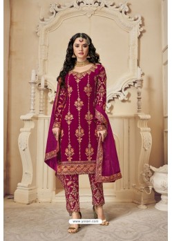 Rose Red Heavy Designer Georgette Party Wear Suit