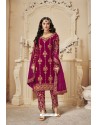 Rose Red Heavy Designer Georgette Party Wear Suit