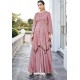 Dusty Pink Pure Heavy Chinon Party Wear Palazzo Suit