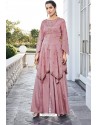 Dusty Pink Pure Heavy Chinon Party Wear Palazzo Suit