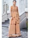 Light Orange Pure Heavy Chinon Party Wear Palazzo Suit