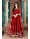 Red Adda Silk Party Wear Anarkali Suit