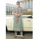 Grayish Green Pure Georgette Party Wear Straight Suit