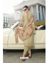 Cream Pure Georgette Party Wear Straight Suit