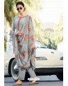 Light Grey Pure Georgette Party Wear Straight Suit