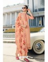 Peach Pure Georgette Party Wear Straight Suit