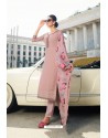 Dusty Pink Pure Georgette Party Wear Straight Suit