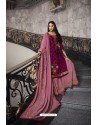 Violet And Pink Pure Dola Jacquard Heavy Designer Suit