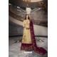 Cream And Violet Pure Dola Jacquard Heavy Designer Suit