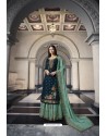 Tealblue And Green Pure Dola Jacquard Heavy Designer Suit