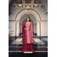Pink And Red Pure Dola Jacquard Heavy Designer Suit