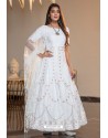 White Diamond Georgette Designer Anarkali Long Gown