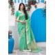 Jade Green Silk Weaving Jacquard Work Designer Saree