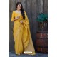 Yellow Silk Weaving Jacquard Work Designer Saree