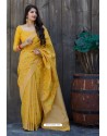 Yellow Silk Weaving Jacquard Work Designer Saree