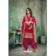 Rose Red Chanderi Silk Party Wear Patiala Suit