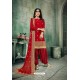Red Chanderi Silk Party Wear Patiala Suit