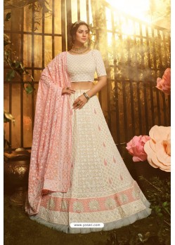 White And Pink Designer Georgette Wedding Lehenga Choli