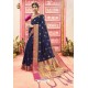 Navy Blue Designer Classic Wear Art Silk Saree