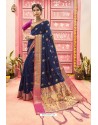 Navy Blue Designer Classic Wear Art Silk Saree