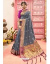 Grey Designer Classic Wear Art Silk Saree