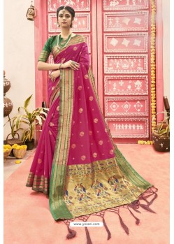 Hot Pink Designer Classic Wear Art Silk Saree