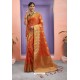 Orange Designer Party Wear Art Silk Saree