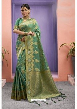 Forest Green Designer Party Wear Art Silk Saree