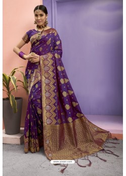 Purple Designer Party Wear Art Silk Saree