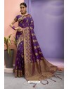 Purple Designer Party Wear Art Silk Saree