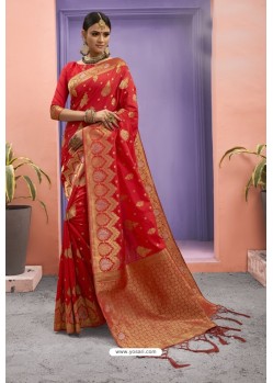 Red Designer Party Wear Art Silk Saree