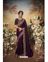 Purple Partywear Barfi Silk Designer Saree