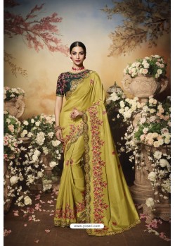 Mustard Partywear Silk Designer Saree