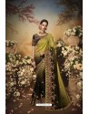 Mustard Green Latest Designer Party Wear Saree