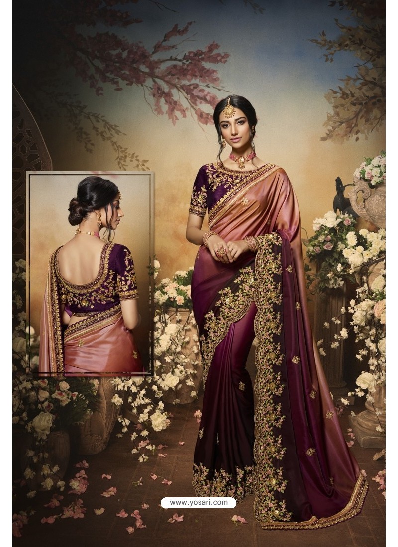 Buy Purple Latest Designer Party Wear Saree | Designer Sarees