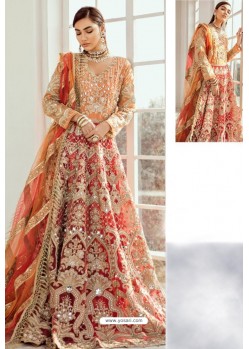 Red And Orange Heavy Designer Party Wear Suit
