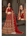 Latest Red Bridal Wedding Wear Velvet Lehenga Choli