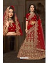 Glorious Red Bridal Wedding Wear Velvet Lehenga Choli
