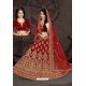 Amazing Red Bridal Wedding Wear Velvet Lehenga Choli