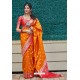 Orange Banarasi Art Silk Traditional Wear Designer Saree