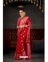 Red Designer Sana Silk Classic Wear Saree
