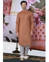 Orange Cotton Fancy Classic Wear Kurta Pajama