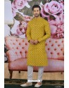 Stylish Yellow Cotton Fancy Classic Wear Kurta Pajama