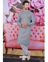 Light Grey Cotton Classic Wear Kurta Pajama