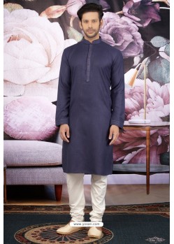 Dark Blue Cotton Classic Wear Kurta Pajama