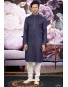 Dark Blue Cotton Classic Wear Kurta Pajama